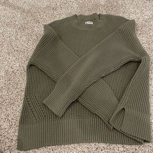 Duluth Trading Co. 22812 Women's Green Heritage Shaker Stitch Sweater Sz large